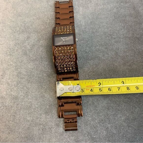 Style & Co. Bronze gold Tone Crystal rhinestone embellished bangle watch 🇨🇦 - Picture 9 of 11